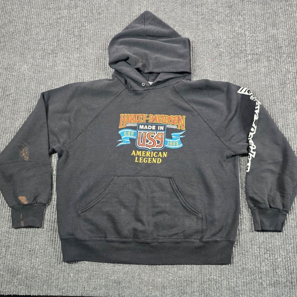 Vintage Harley-Davidson Hoodie Mens Large Bassett-Walker Made In USA Graphic